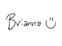 The name Brianna handwritten with a smiley face